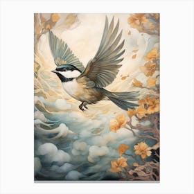 Carolina Chickadee Gold Detail Painting Canvas Print