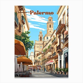 Palermo Italy Modern Travel Illustration Canvas Print