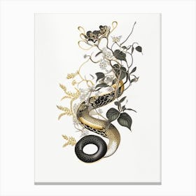 Vine Snake Gold And Black Canvas Print