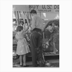 Untitled Photo, Possibly Related To Decorating Their Automobile For The Fourth Of July Parade At Vale, Oregon Canvas Print