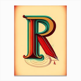 R, Letter, Alphabet Vintage Sketch 2 Canvas Print