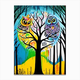 Owls In The Tree 1 Canvas Print