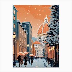 Winter Travel Night Illustration Florence Italy 3 Canvas Print