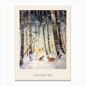 Winter Watercolour Chipmunk 4 Poster Canvas Print