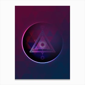 Geometric Neon Glyph on Jewel Tone Triangle Pattern 303 Canvas Print
