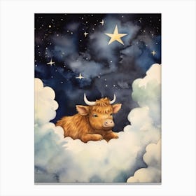 Baby Bison Sleeping In The Clouds Canvas Print