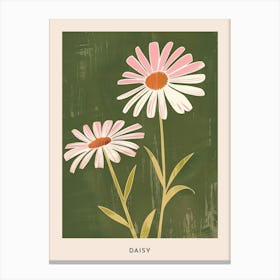 Pink & Green Daisy 2 Flower Poster Canvas Print