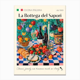 La Bottega Del Sapori Trattoria Italian Poster Food Kitchen Canvas Print