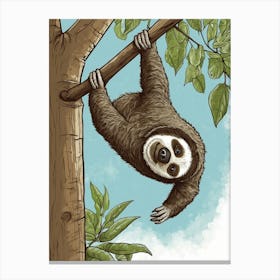 Sloth Hanging From Tree 1 Canvas Print