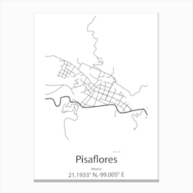 Pisaflores,Mexico Minimalist Map Stampe su tela