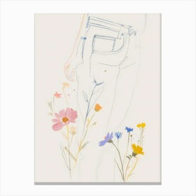 Jean Line Art Flowers 6 Canvas Print