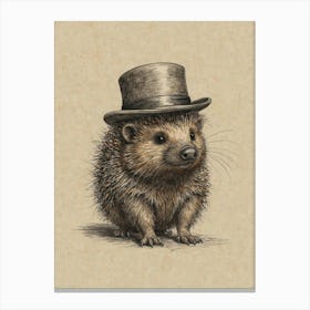 Hedgehog In Top Hat 2 Canvas Print