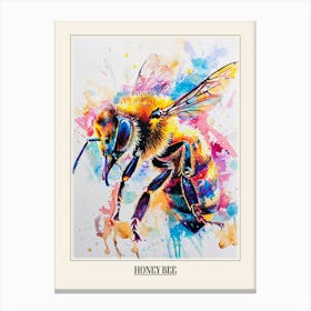 Honey Bee Colourful Watercolour 3 Poster Canvas Print
