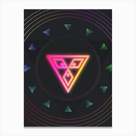 Neon Geometric Glyph in Pink and Yellow Circle Array on Black n.0264 Canvas Print