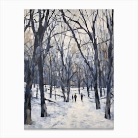 Winter City Park Painting Mount Royal Park Montreal Canada 1 Canvas Print