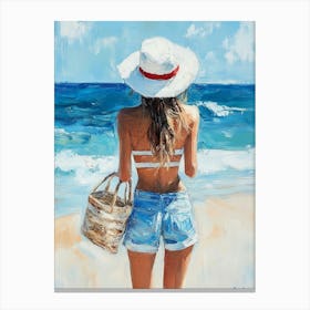 Beautiful Tanned Girl On A Beach Vacation Canvas Print