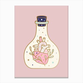 Bottle With Heart Inside Canvas Print