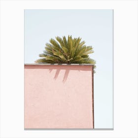 Tropical Green On Pastel Pink Canvas Print
