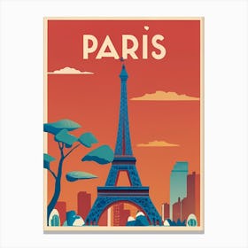 Vintage Paris Eiffel Tower Poster Canvas Print