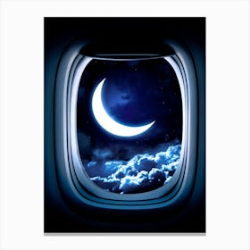 Moon Through The Window Of An Airplane #6 Canvas Print