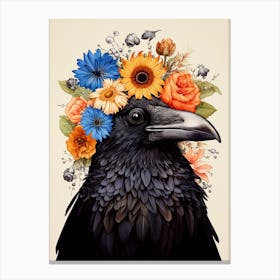 Bird With A Flower Crown Crow 2 Canvas Print