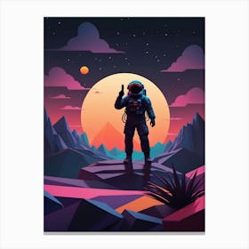 Low Poly Astronaut Minimalist Sunset (25) Canvas Print