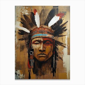 Harmony in Hues: Brushstrokes of Native American Soul Canvas Print