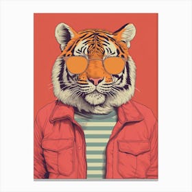 Tiger Illustrations Wearing A Shirt And Hoodie 8 Canvas Print