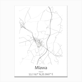 Mlawa,Poland Minimalist Map Canvas Print