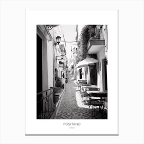 Poster Of Positano, Italy, Black And White Photo 1 Canvas Print
