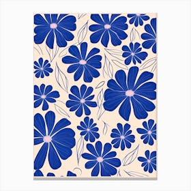 Blue Flowers Pattern 3 Canvas Print