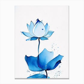 Blue Lotus Minimal Watercolour 2 Canvas Print