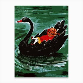 Indian, Sailing On A Big Swan Canvas Print