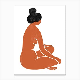 Sitting Girl Nude Canvas Print