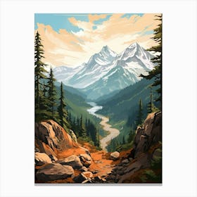North Cascades National Park Retro Pop Art 6 Canvas Print