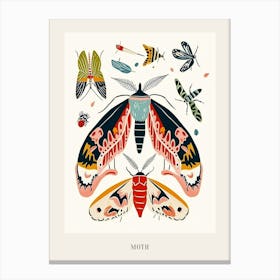 Colourful Insect Illustration Moth 16 Poster Canvas Print