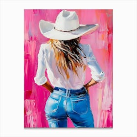 Cowgirl In Blue Jeans Canvas Print