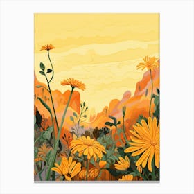 Boho Wildflower Painting Golden Ragwort 1 Canvas Print