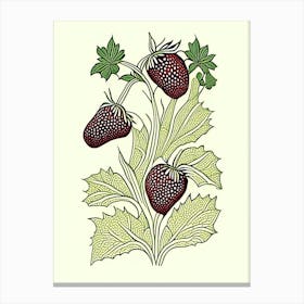Everbearing Strawberries, Plant, William Morris Inspired Canvas Print