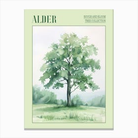 Alder Tree Atmospheric Watercolour Painting 5 Poster Canvas Print