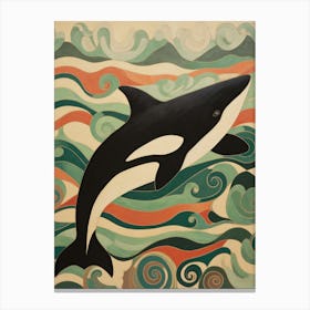 Matisse Style Orca Whale In The Waves  3 Canvas Print