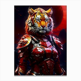 Warrior Tiger Girl Portrait Canvas Print