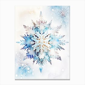 Winter Snowflake Pattern, Snowflakes, Storybook Watercolours 5 Canvas Print