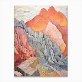 Mount Dickey United States Colourful Mountain Illustration Canvas Print