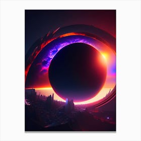 Eclipse Neon Nights Space Canvas Print