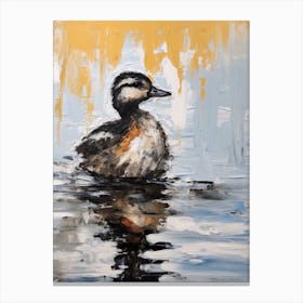 Mustard Brushstroke Reflections Of A Duckling Canvas Print