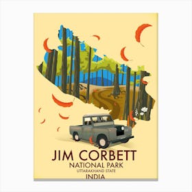 Jim Corbett National Park Travel poster Canvas Print