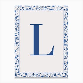 Letter L Monogram Initial Blue Canvas Print