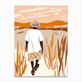 Man Walking In The Grass Canvas Print