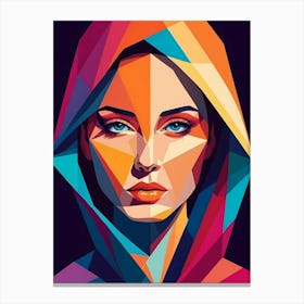 Colorful Geometric Woman Portrait Low Poly (28) Canvas Print